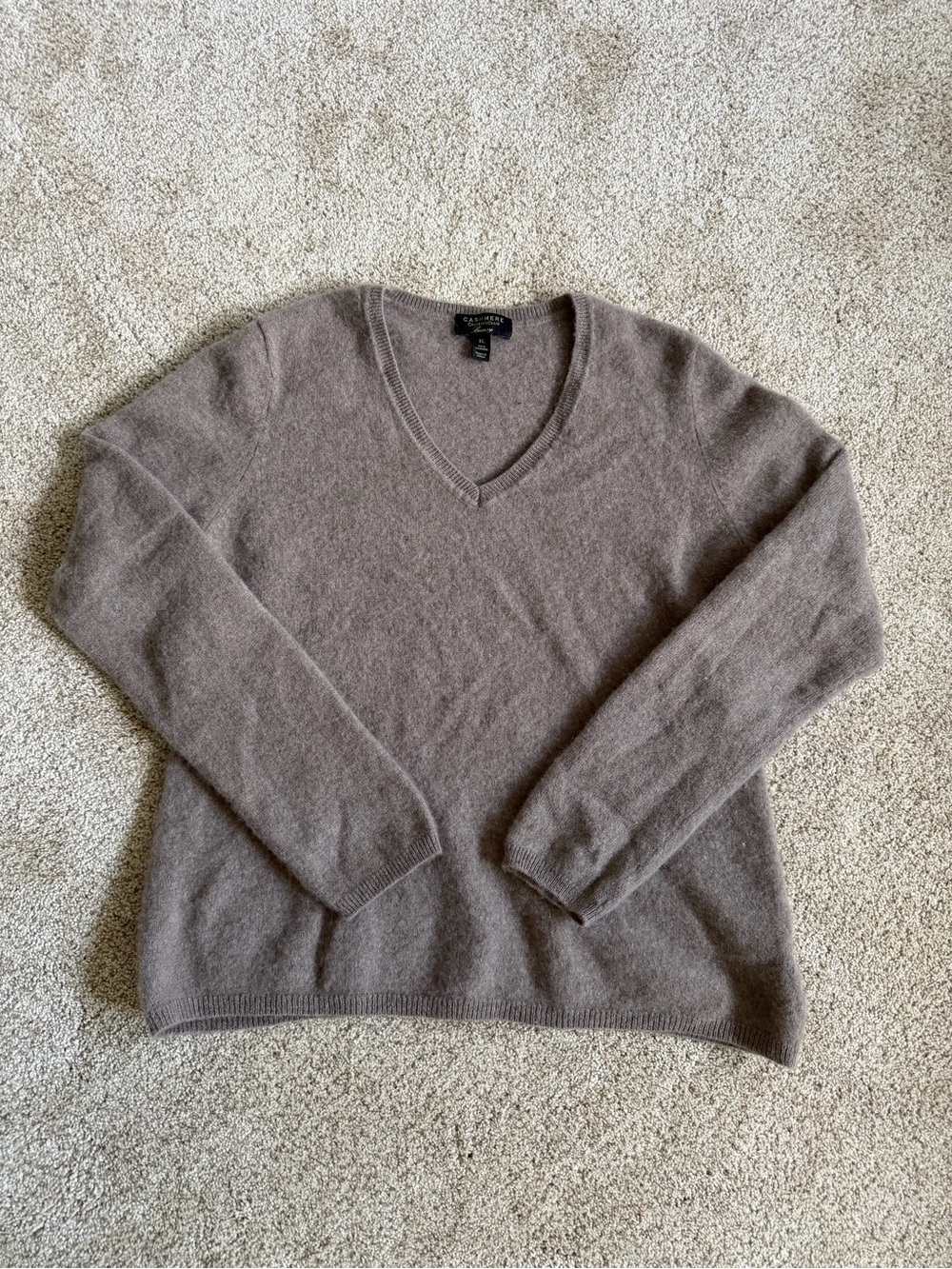 Charter Club 100% Cashmere Women's Taupe V-Neck Sweater